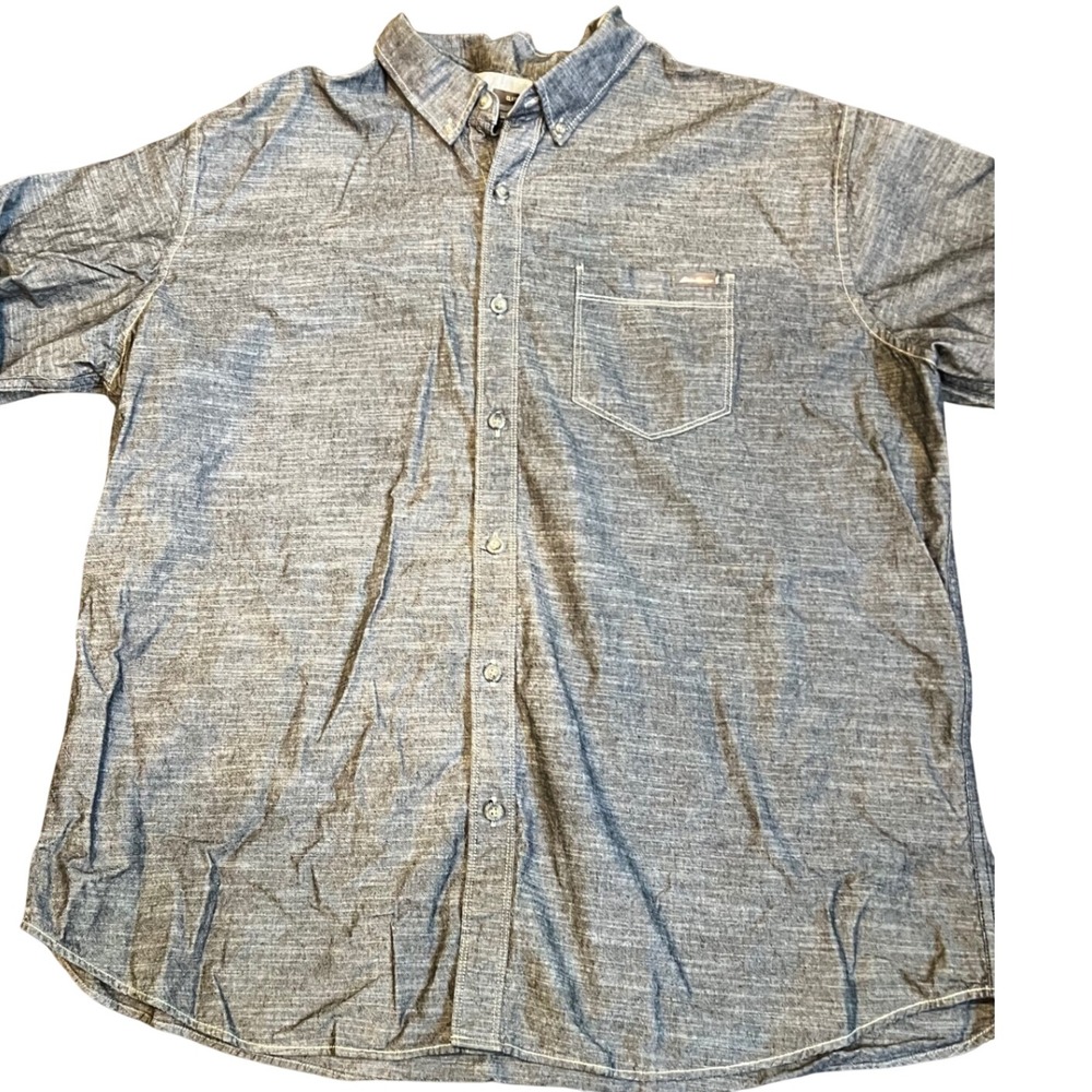 Eddie Bauer Mens 2XL Blue Cotton Chambray Long Sleeve Button Down Classic Shirt - Picture 2 of 8